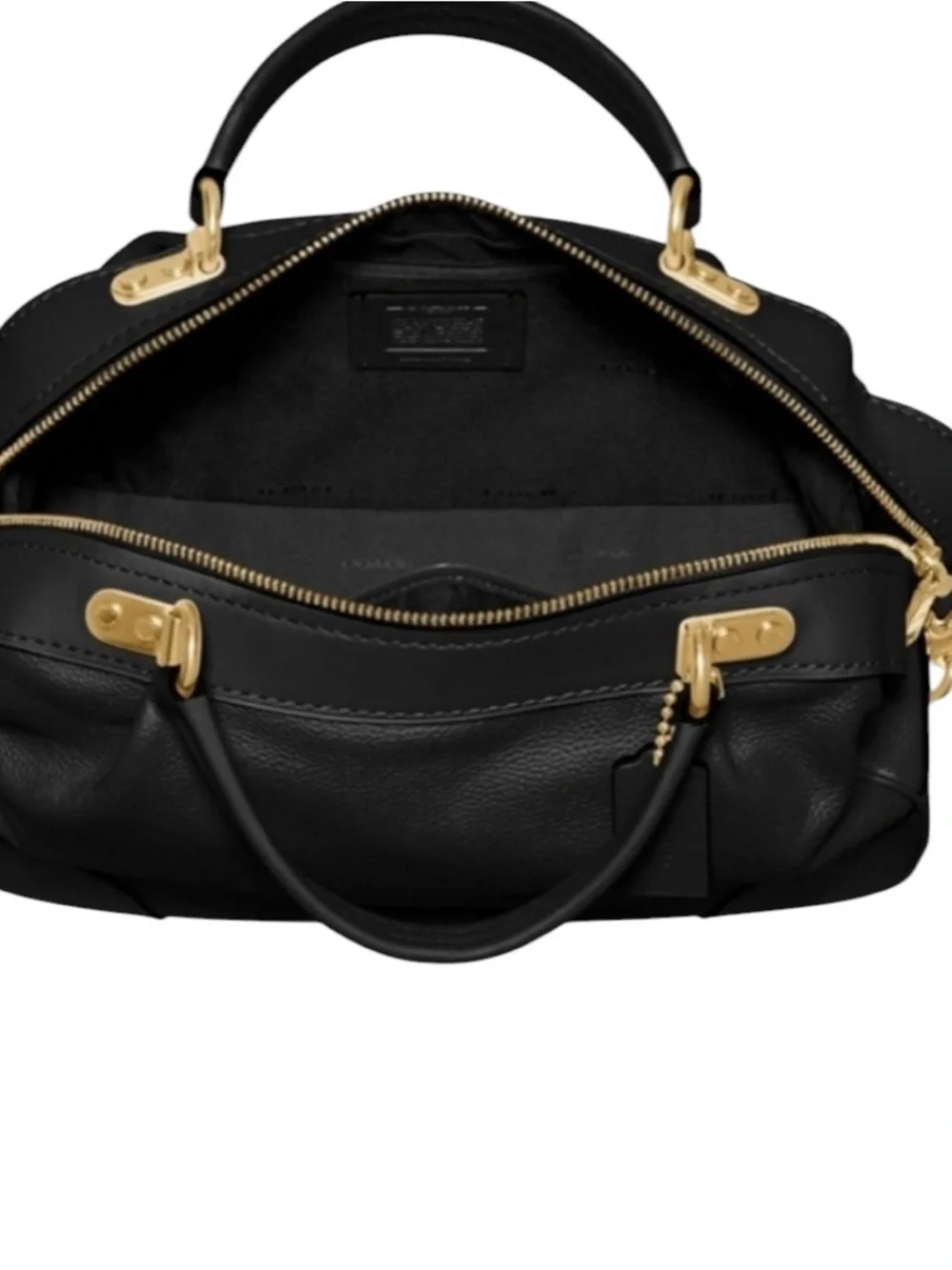 EUC Coach Lane Black Leather Satchel With Gold-Tone Hardware Dustbag Included - Picture 7 of 16